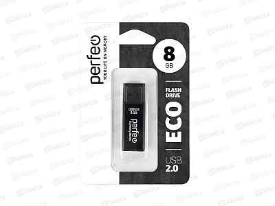 Флеш-карта Perfeo USB  8GB E03 Black economy series, PF-E04B008ES