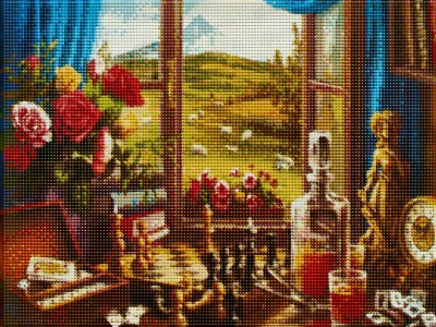 Алмаз. мозаика (класс.) 30х40см Натюрморт с шахматами, НД-0553 с подр.