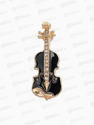 Брошь &quotСкрипка&quot черно-белый в золоте 5523752