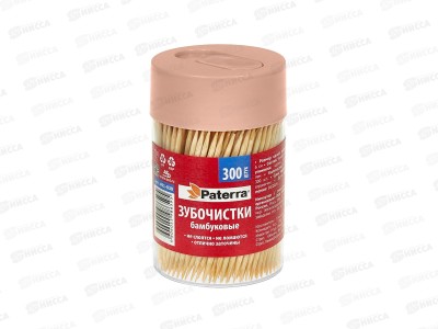 Зубочистки бамбук PATERRA уп-300шт 491-030 *4/100