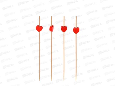 Пики бамбук AVIORA Сердце красное 120мм 100шт пак 491-058   *50