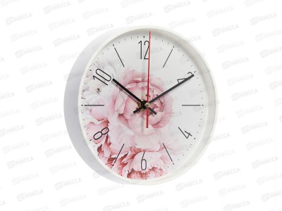 Часы &quot21 Век&quot 2019-018 круг. корпус бел. &quotПионы&quot, Рубин