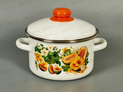 Кастрюля 2,0л эмал.с рис. 01-1610/4 Тыквенный  *8