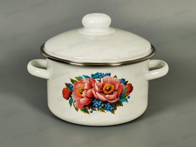 Кастрюля 2,0л эмал.с рис. 01-1610/4 Ягоды-пионы *8