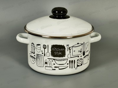 Кастрюля 3,0л эмал.с рис. 01-Б1612/4 Кухня/Kitchen *8