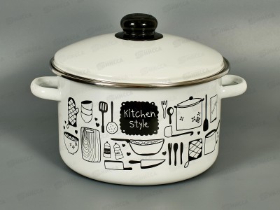 Кастрюля 4,0л эмал.с рис. 01-Б1614/4 Кухня/Kitchen *8