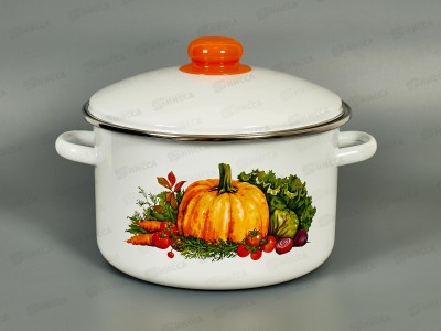 Кастрюля 4,0л эмал. с рис 01-Б1614/4 Тыква *4