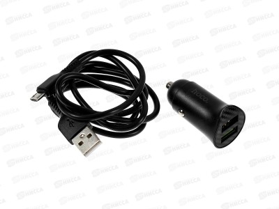 З/у авто 2USB 3,0A QC3.0 быс зар д/micro USB Hoco Z39 черный