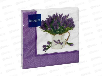Салфетки 3сл 20л 33*33 Art Bouquet Букет лаванды, 25568 *12