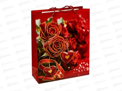 Пакет бумажный люкс 26*32 Розы 9106 *12
