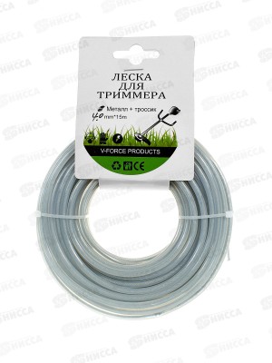 Леска для триммера мет. сердечник 4 мм * 15м, AL-25973-4 *144