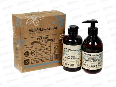 Vegan L.S. П/Н Pepper,Amber,Neroli(гель-душ 300мл+мыло для рук 300)*12