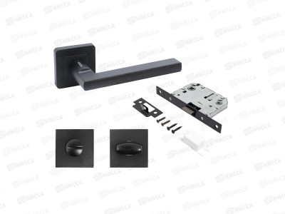 Ручки для дверей Аллюр Венсан BL+L7050SBL+BK-S1 BL(26150/S7050)мат.чер