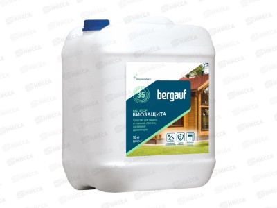 Биозащита Bergauf BIO STOP канистра 10кг средство для защиты от гниения, плесени, насекомых-древоточцев *60