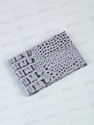 Кредитница Barez I-001 с прорез д/пальц, кайман,нат кож, серый 47г