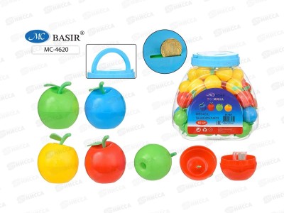 Точилка Basir Яблоко пласт., контейнер+ластик асс.MC-4620 *60