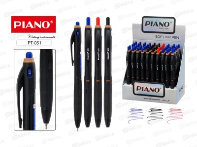 Ручка авт. PIANO черн,корпус, резин.держ.,(35с+10ч+5к) 0,7см,PТ-051