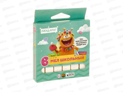 Мел ПандаРог белый, школьный, 6шт, 15-8664  *40