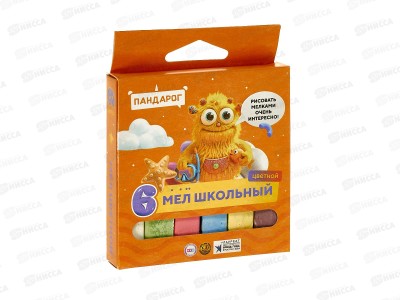 Мел ПандаРог цветной, школьный, 6шт, 15-6756  *40