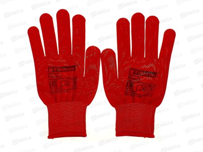 Перчатки PR-PVC523 Микроточка в и/у р.L(9) Fiberon красный *12/120