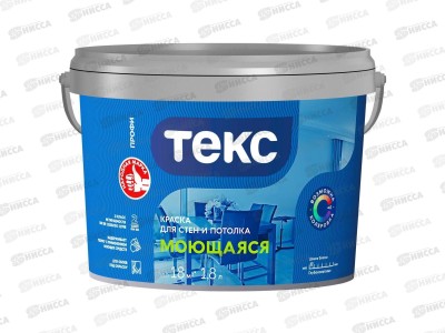 Краска для стен и потолка Моющаяся Текс Профи А 1,8л (не товарный вид, мятая)