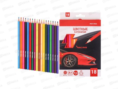 Карандаши 18цв ПП Красное авто, пластик, 2М, КЦ-9304 *8/128
