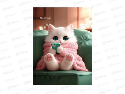 Дневник ПП Уютный котик - 5, универсальный + наклейки, Д48-9576