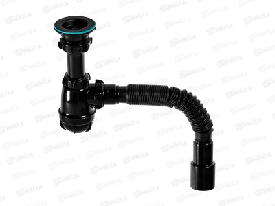 Сифон для умывальника, малый 1 1/2&quotх40 с черной мет.реш. с г.т. 40х40/50 цвет - оникс, S0183-35-MR *35