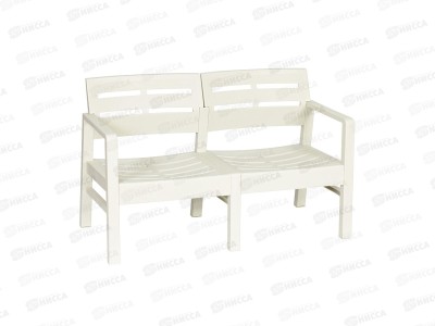 Диван &quotРЕЙКИ&quot 2-х местный белый ротанг М4001