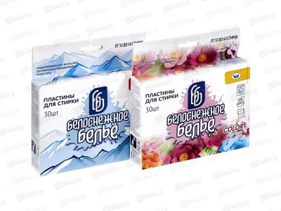 БЕЛОСНЕЖНОЕ БЕЛЬЁ Пластины для стирки 30шт Color+Горная свежесть 30шт *8