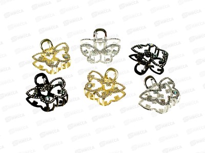 Крабик металл &quotБабочка&quot с о стразами в асс. №4529 (уп 6шт)