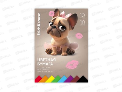 Цветная бум. двуст. 10л 10цв А4 EK Frenchie одност. 65620 *10