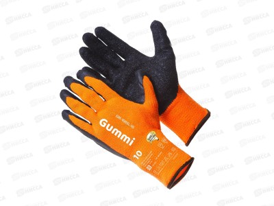 Перчатки зимние Gummi(70% акрил с рефл лат покр, GM-1005L-10,оранж, р.10*12/120