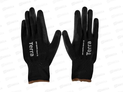 Перчатки нейлоновые (полиур покр) Terra GM-1001PU-black-10,черн.,р.10*12/240