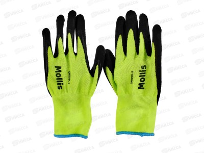 Перчатки нейлоновые (всп. латекс) Mollis GM-1010L-9, р.9*12/240