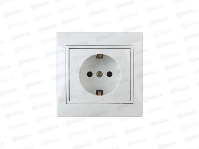 Розетка INTRO Plano Schuko c/у с/з, 16А-250В, белый, 1-202-01 *10/200