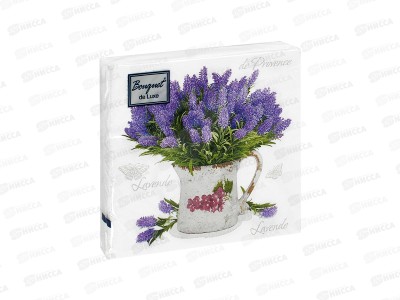Салфетки 3сл 25л 24*24 Bouquet de Luxe Лаванда, 25677 *15