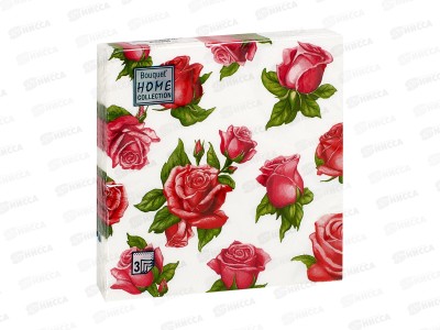 Салфетки 3сл 20л 33*33 Bouquet Home Красные розы, 25553 *12
