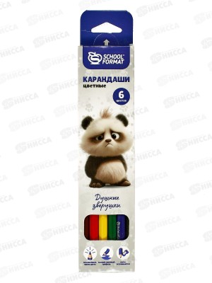 Карандаши  6цв ShoollФОРМАТ Душные зверушки дерев.к/у КЦ06-ДЗ *24