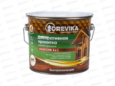 Декоративная пропитка DREVIKA 2в1 Классик белый 2,7л *4