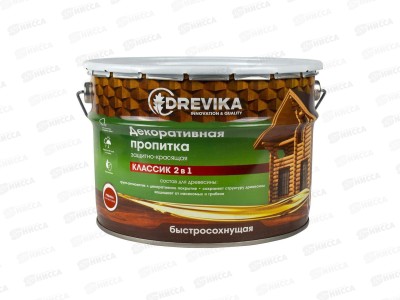 Декоративная пропитка DREVIKA 2в1 Классик рябина 9,0л *1