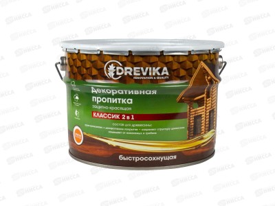 Декоративная пропитка DREVIKA 2в1 Классик орегон 9,0л *1