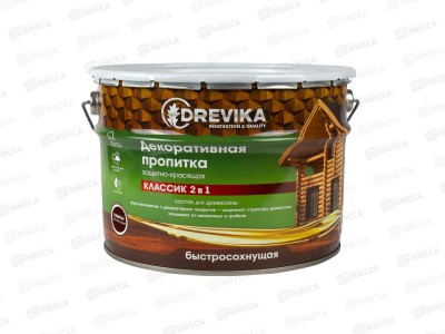 Декоративная пропитка DREVIKA 2в1 Классик каштан 9,0л *1