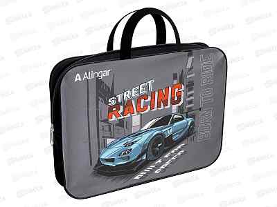 Папка с ручками Alingar A4 Гонки AL11395