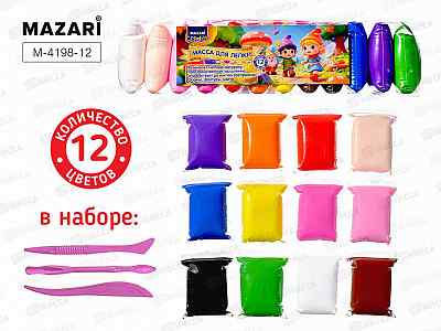 Масса д/лепки MAZARI 12цв., стек 3шт  М-4198-12 *120