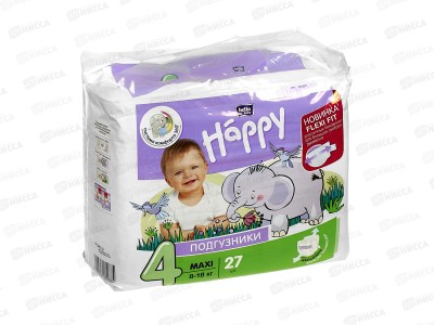 БЕЛЛА Happy Макси подгузники 27шт (8-18кг) *6
