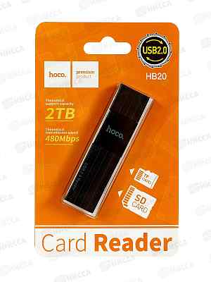 Переходник USB-TF/SD USB 2:0-480 Мбит/с Hoco HB20 Черный