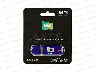 Флеш-карта USB 3,0 64Gb More Choice МФБ64 Blue