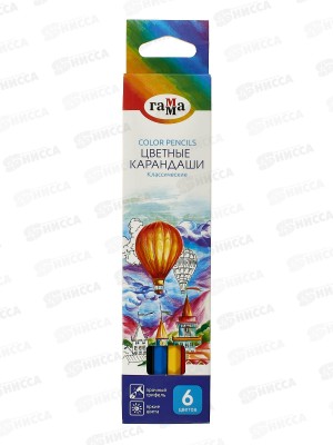 Карандаши  6цв ГАММА Классические,заточ., к/у, СР06_112025*24