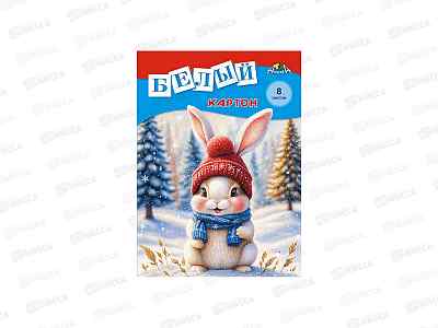 Картон Белый А4 Апплика 8л,Зайка,0019-55*55